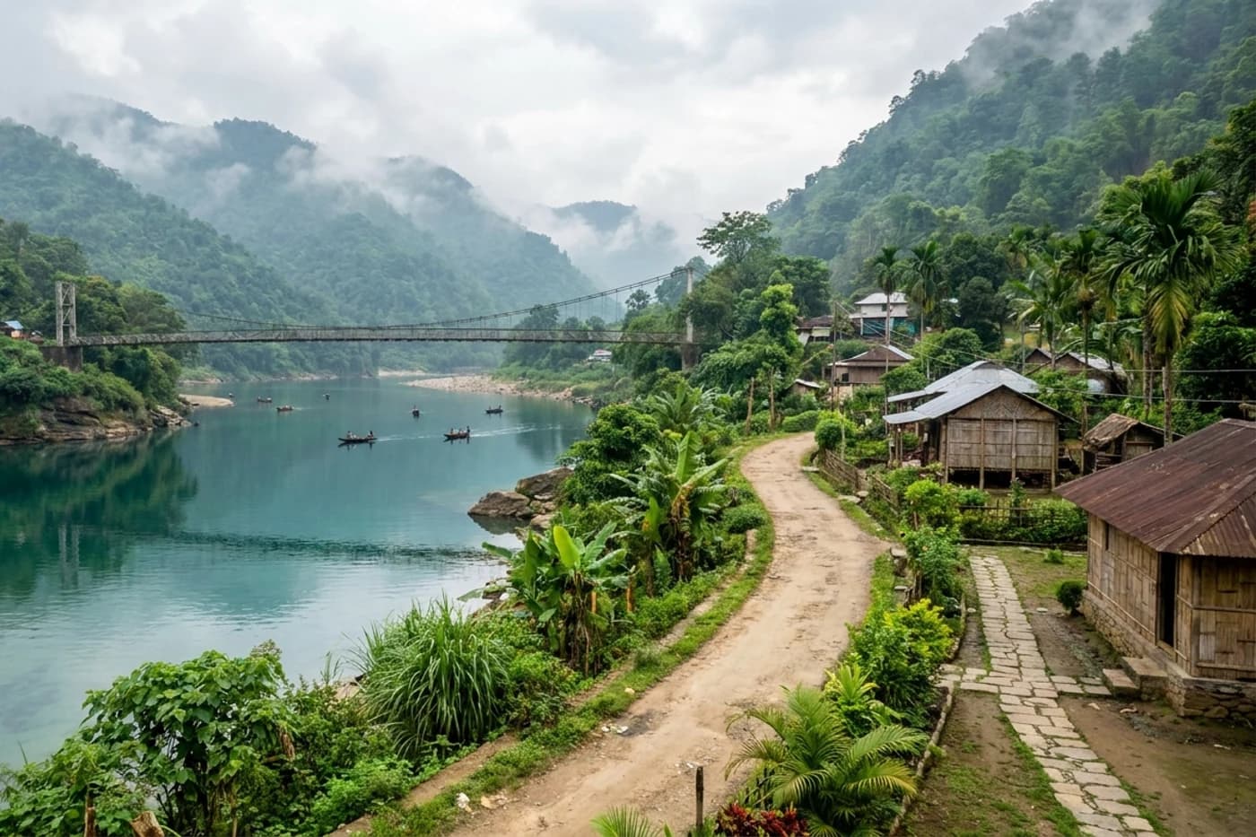 Dawki and Mawlynnong, Assam and Meghalaya — route landscape created for this tour guide