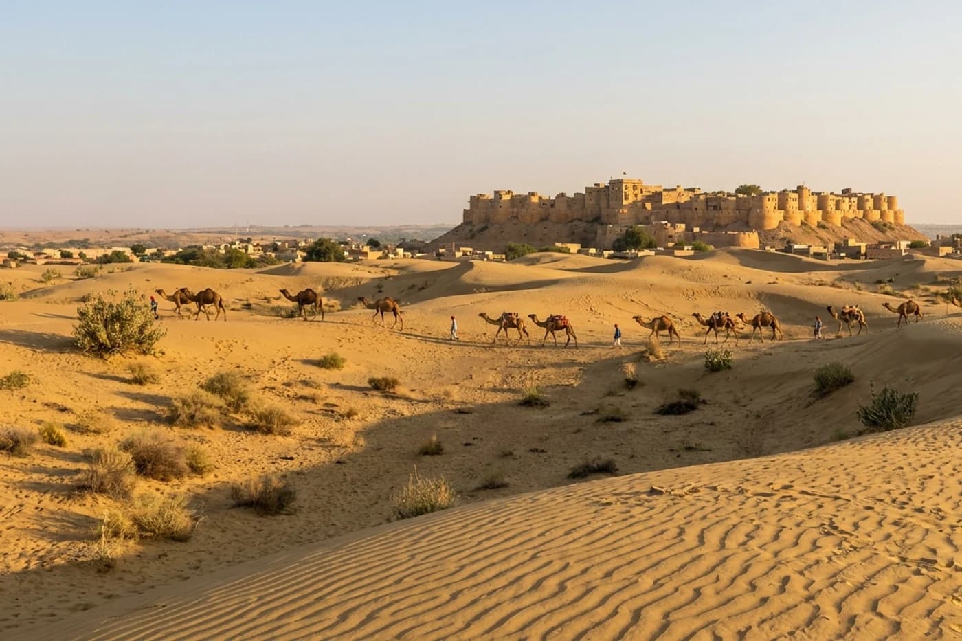 Jaisalmer and Sam dunes, Rajasthan — route landscape created for this tour guide