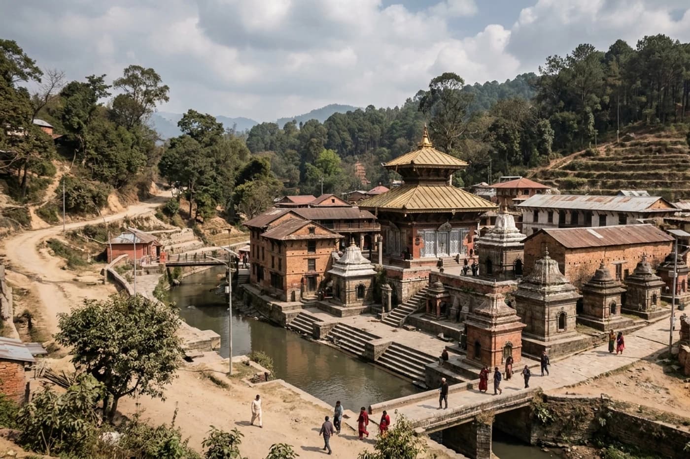 Kathmandu, Deoghar and Nepal — route landscape created for this tour guide