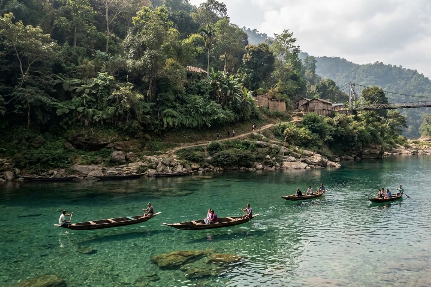Dawki and Mawlynnong, Meghalaya, Assam and Arunachal Pradesh — route landscape created for this tour guide
