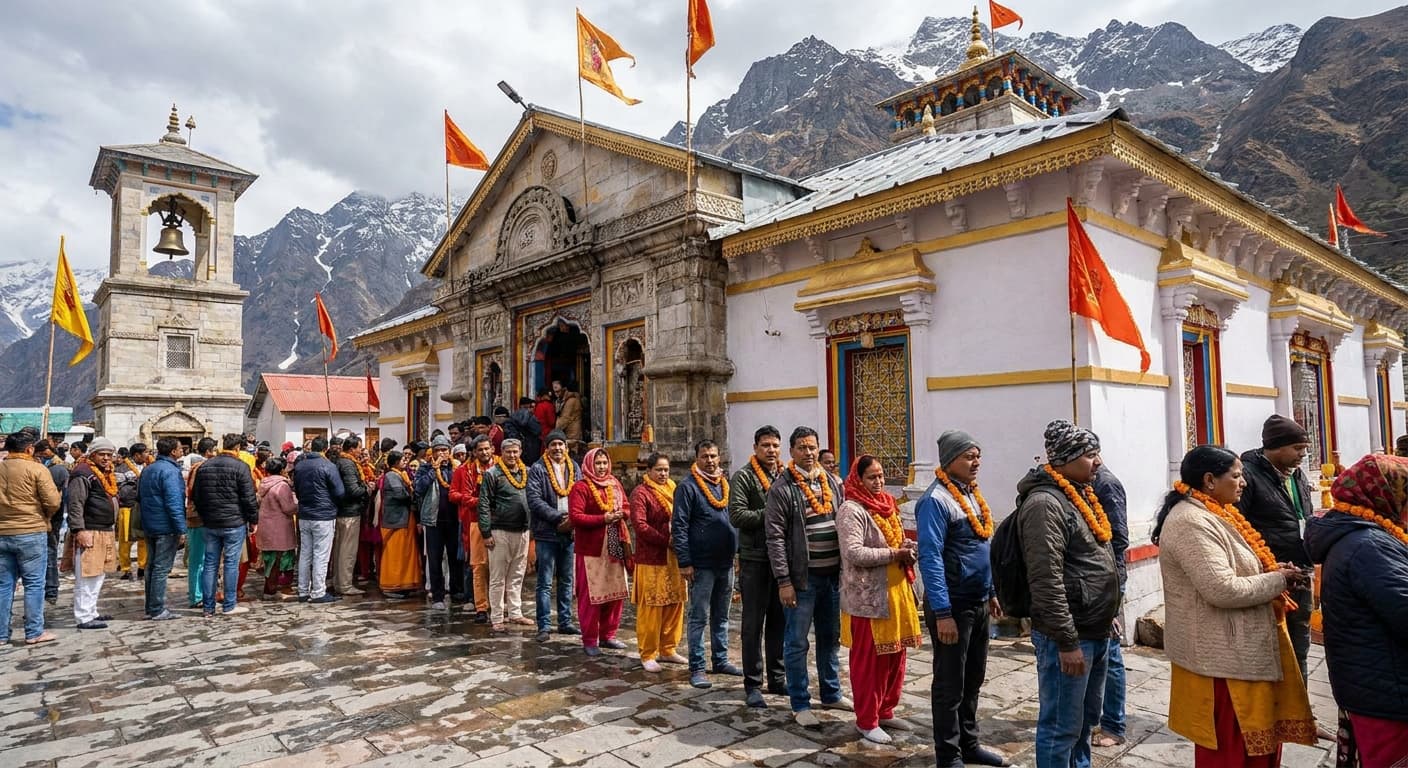 Badrinath temple in the Himalayas during Char Dham Yatra