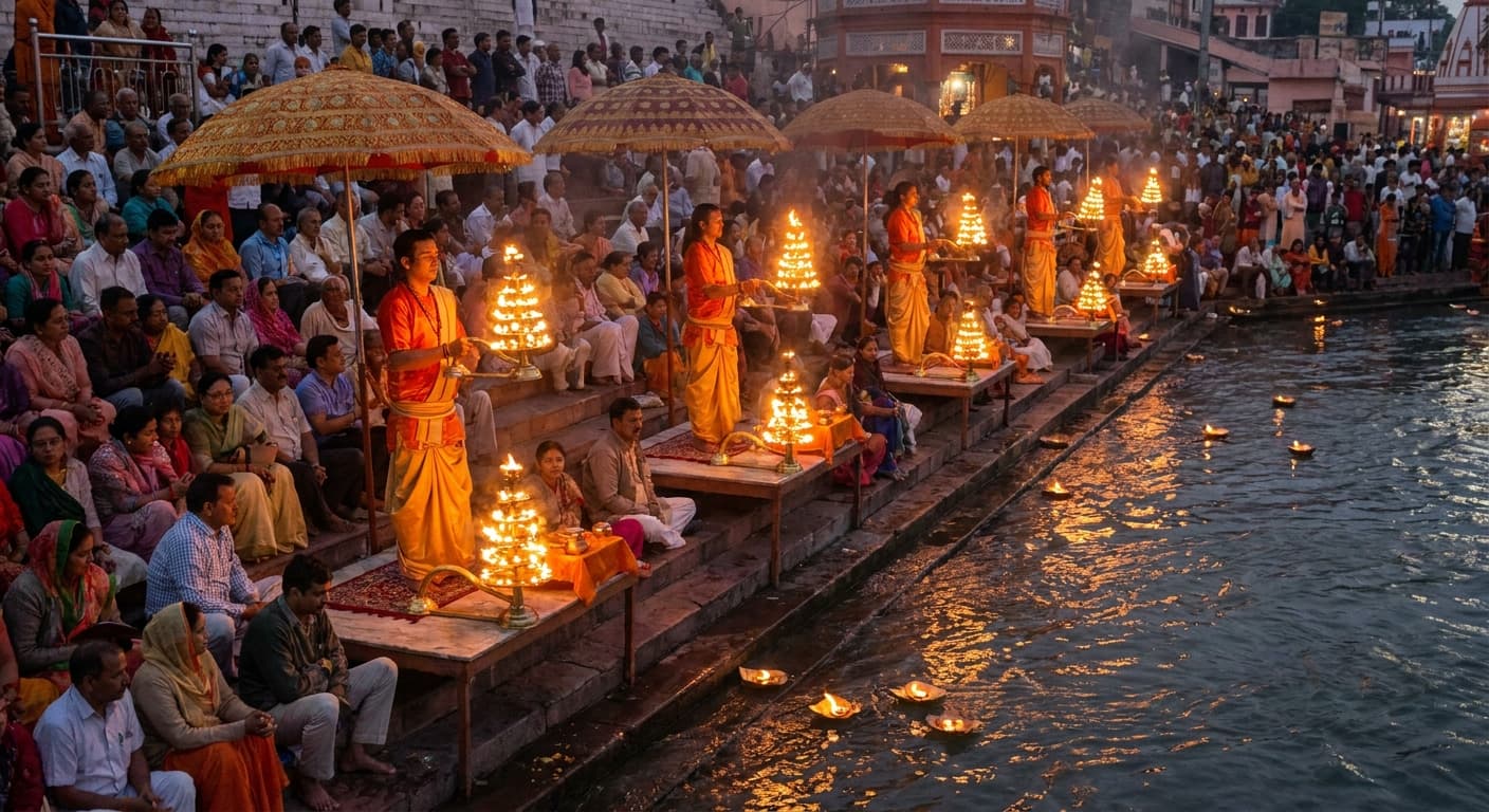 Haridwar Ganga aarti before starting the Char Dham route
