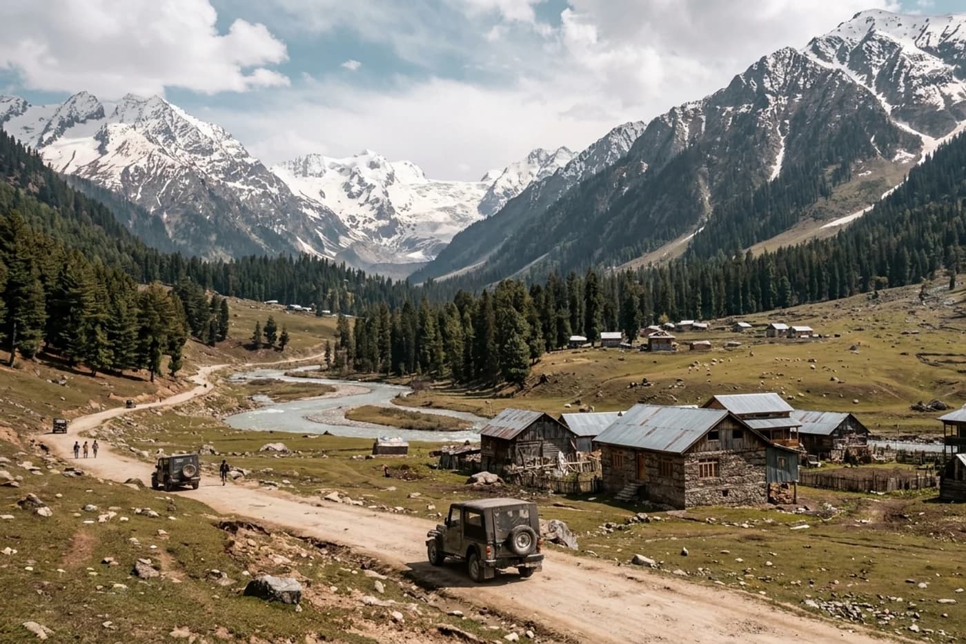 Sonamarg and Pahalgam, Kashmir — route landscape created for this tour guide